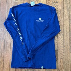 Simply Southern Women's Long Sleeve Tee - Royal Blue with White Logo